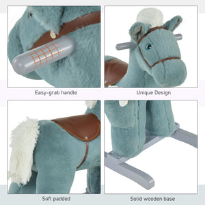 Kids Plush Rocking Horse with Fun Realistic Sounds, Blue