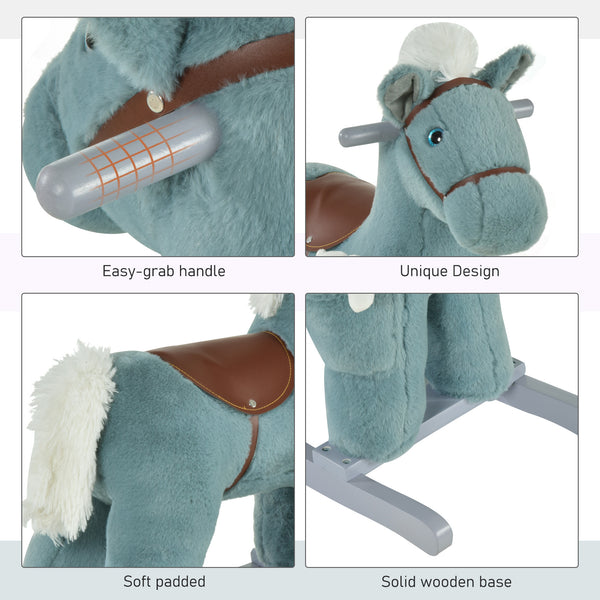 Kids Plush Rocking Horse with Fun Realistic Sounds, Blue