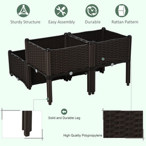 4-piece raised garden bed in PP, brown