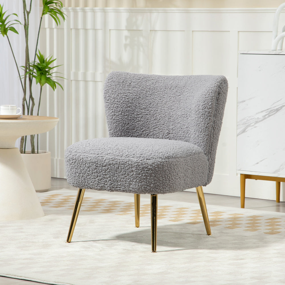 Fauteuil de salon avec rembourrage moelleux et pieds dorés, gris anthracite