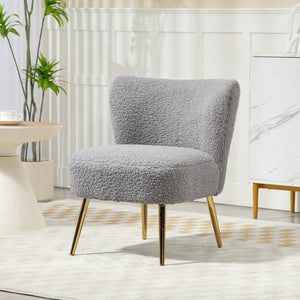 Fauteuil de salon avec rembourrage moelleux et pieds dorés, gris anthracite