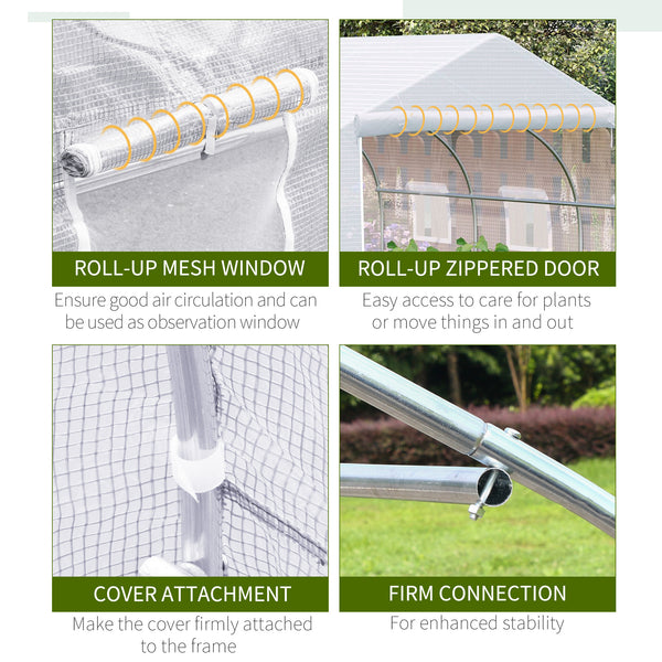 Portable garden tunnel greenhouse - White