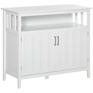 Buffet/meuble de rangement avec 2 portes et étagères réglables pour cuisine et salle à manger, blanc