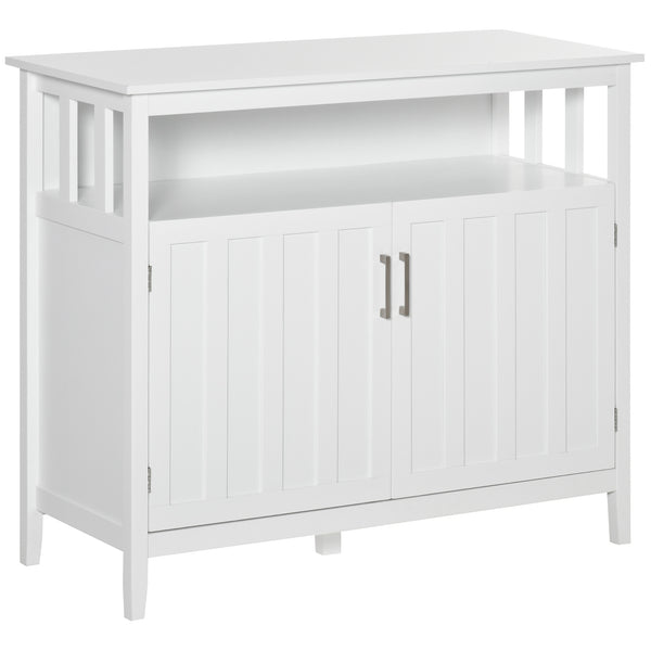 Buffet/meuble de rangement avec 2 portes et étagères réglables pour cuisine et salle à manger, blanc
