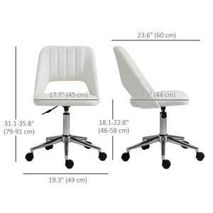 Cream white velvet mid-back office chair