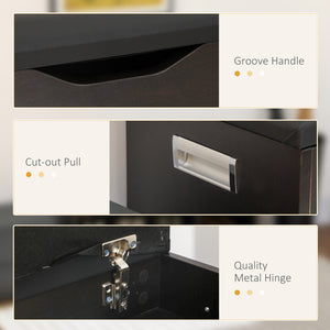 Shoe bench with padded cushion, black