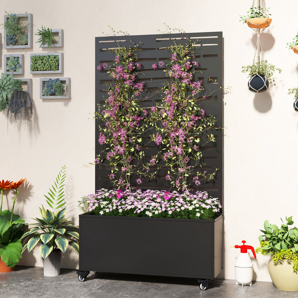 Metal planter with trellis