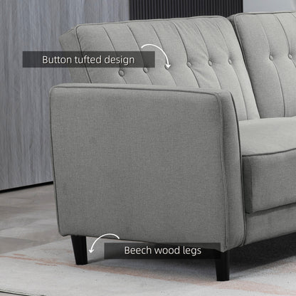 Canapé-lit convertible en tissu capitonné avec dossier réglable pour salon, gris