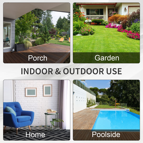 Canapé 3 places en rotin et osier, mobilier de jardin extérieur avec coussin, blanc crème