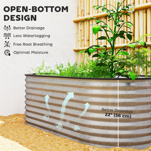 Jardinière ovale surélevée galvanisée, couleur argent