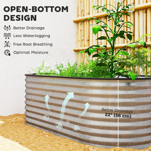 Jardinière ovale surélevée galvanisée, couleur argent