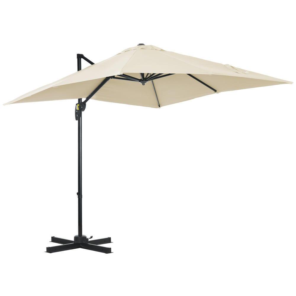 Parasol déporté carré 8 pieds avec rotation à 360°, blanc crème