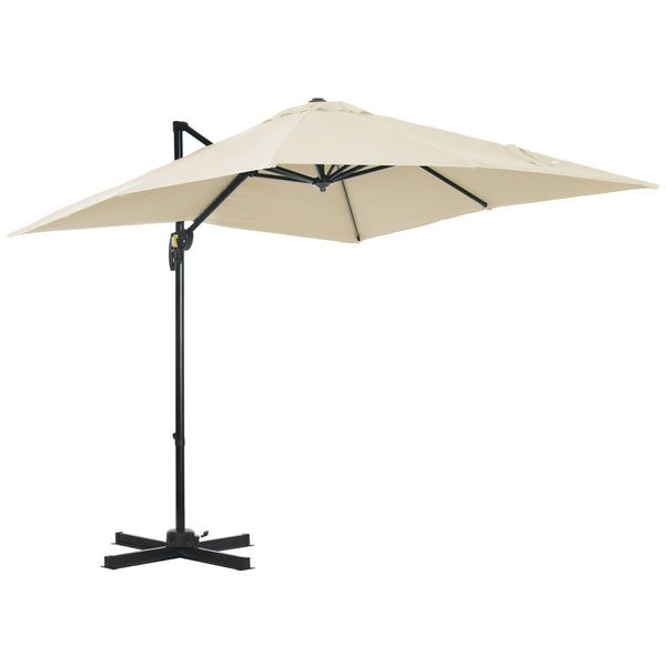 Parasol déporté carré 8 pieds avec rotation à 360°, blanc crème