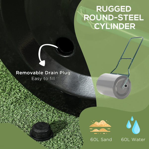 Rouleau à gazon Pousser Remorquer Eau Sable 60L