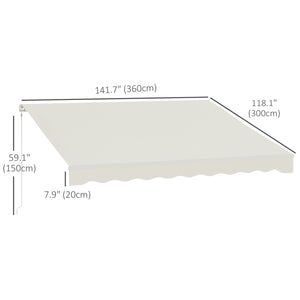 12'x10' Electric Retractable Awning, UV Protection Sun Shade Shelter w/ Remote Controller for Deck Balcony Yard, Cream