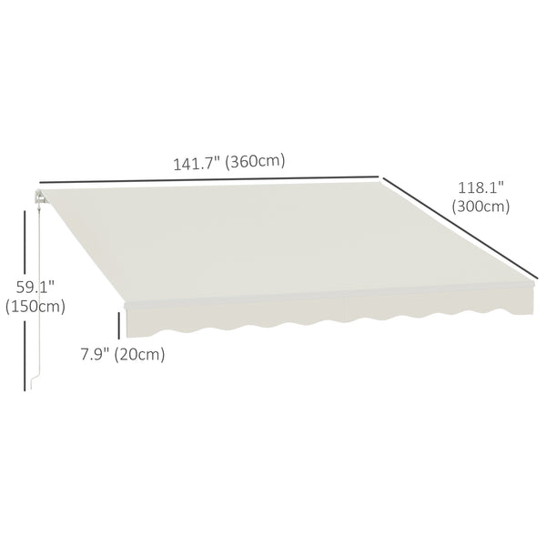 12'x10' Electric Retractable Awning, UV Protection Sun Shade Shelter w/ Remote Controller for Deck Balcony Yard, Cream