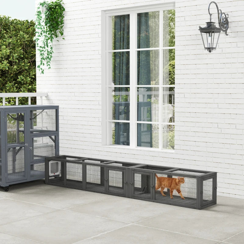 Tunnel pour chat modulable, gris foncé