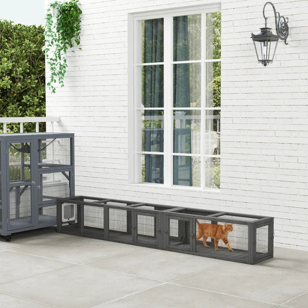 Tunnel pour chat modulable, gris foncé