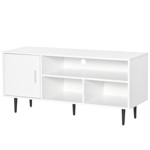 Meuble TV moderne pour téléviseurs jusqu'à 60 pouces avec étagère de rangement, blanc