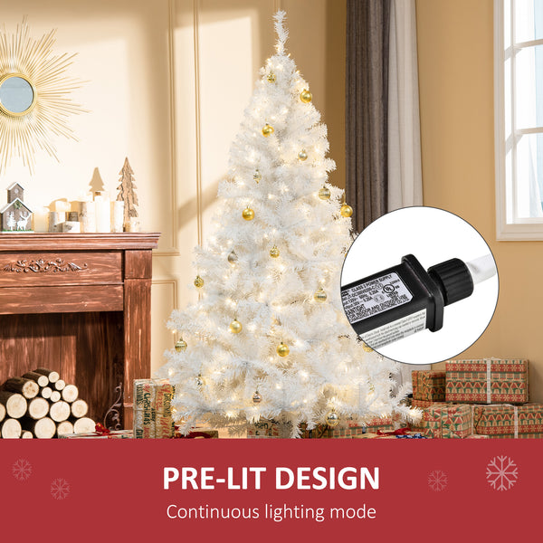 Sapin de Noël artificiel pré-éclairé de 6 pieds avec lumière LED blanc chaud