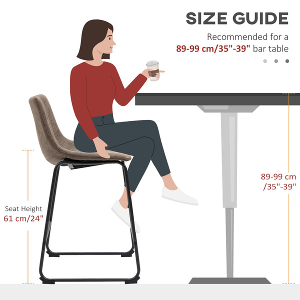 Lot de 2 tabourets de bar vintage en similicuir, marron