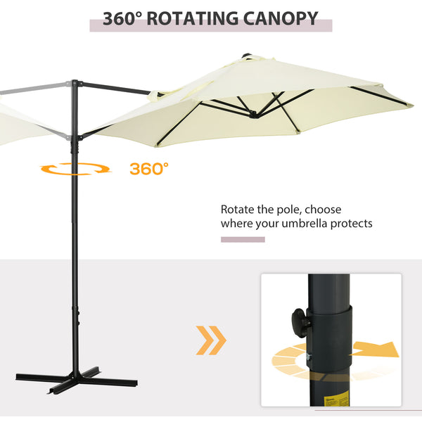 Parasol déporté de 8,5 pieds avec rotation à 360°, beige
