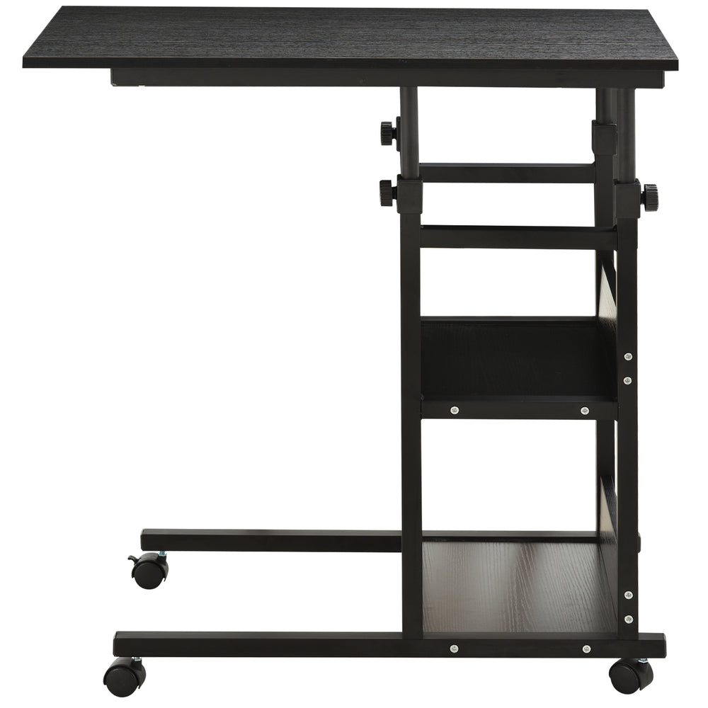 Bureau debout mobile à hauteur réglable avec roulettes, noir
