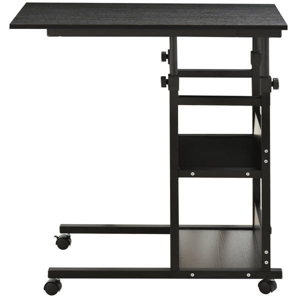 Bureau debout mobile à hauteur réglable avec roulettes, noir