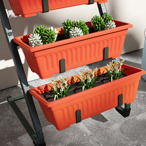 5-tier raised vertical planter with 5 containers, red