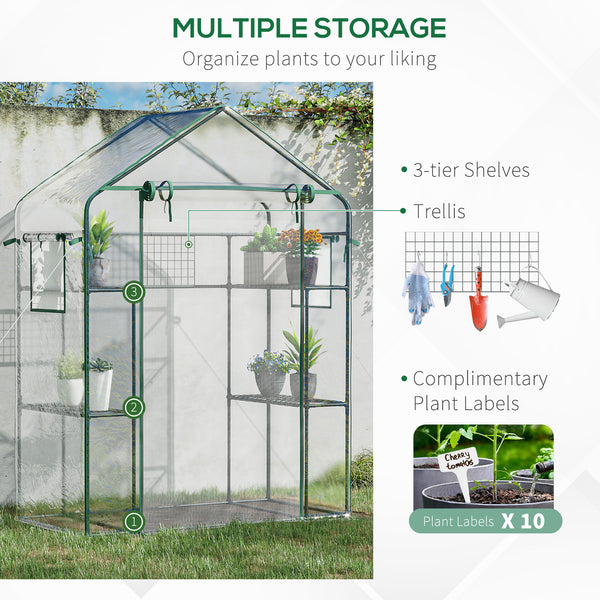 Direct access greenhouse with 4 shelves