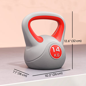 Kettlebell de 31 lb avec poignée large et base stable – Rouge et gris