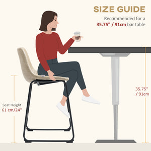 Set of 2 vintage style bar stools in faux leather, beige.