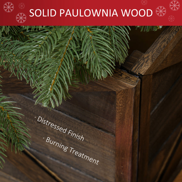 Cache-sommier de 61 cm pour sapin de Noël avec finition en bois vieilli foncé