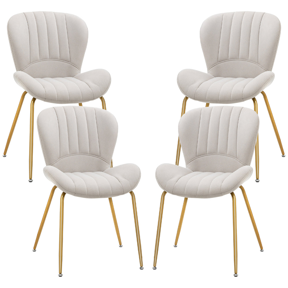 Lot de 4 chaises de salle à manger moderne avec dossier rembourré, blanc crème