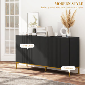 Buffet de rangement avec étagères réglables, portes à fermeture amortie, noir