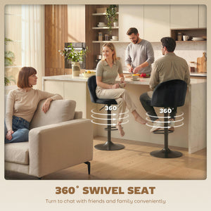 Ensemble de 2 tabourets de bar pivotants avec repose-pieds, noirs