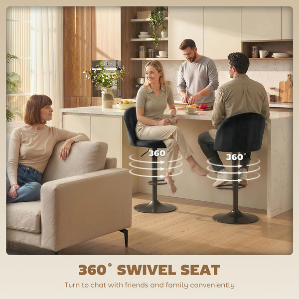 Ensemble de 2 tabourets de bar pivotants avec repose-pieds, noirs