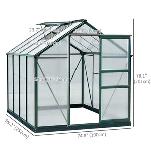 Serre en polycarbonate transparent avec porte coulissante