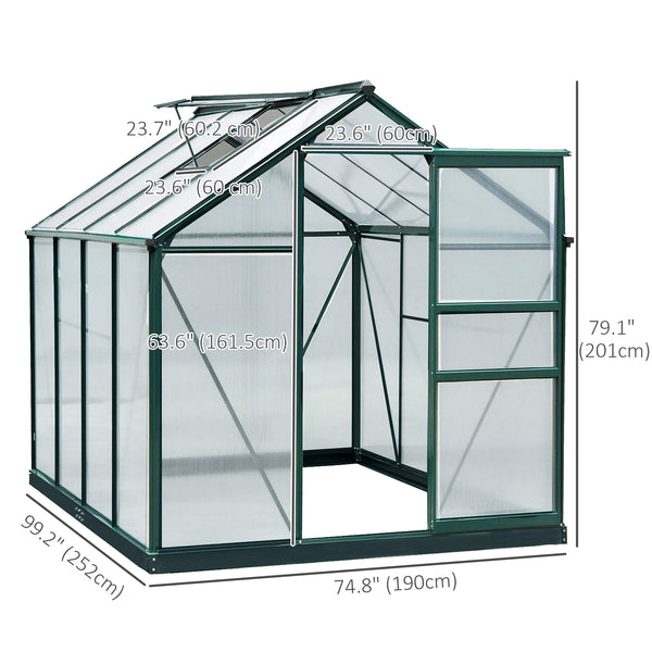Serre en polycarbonate transparent avec porte coulissante