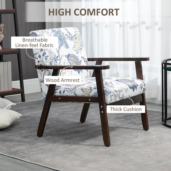 Fauteuils d'appoint moderne avec assise rembourrée, motif floral