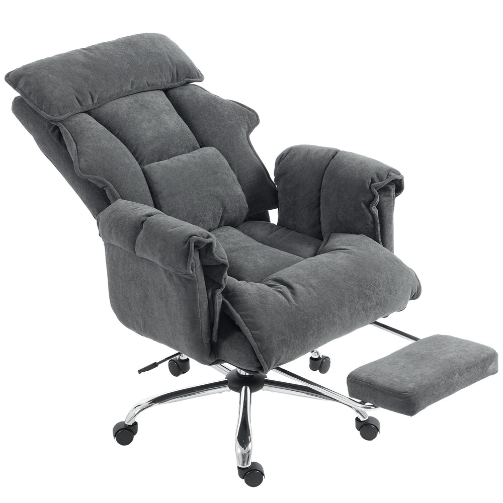 Fauteuil de bureau inclinable avec repose-pieds, gris foncé