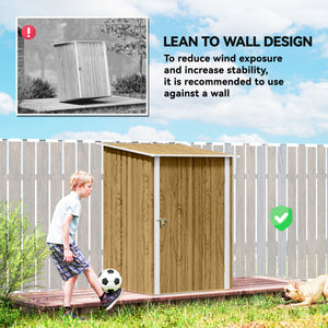 Cabanon de jardin compact en acier galvanisé avec porte verrouillable, couleur bois