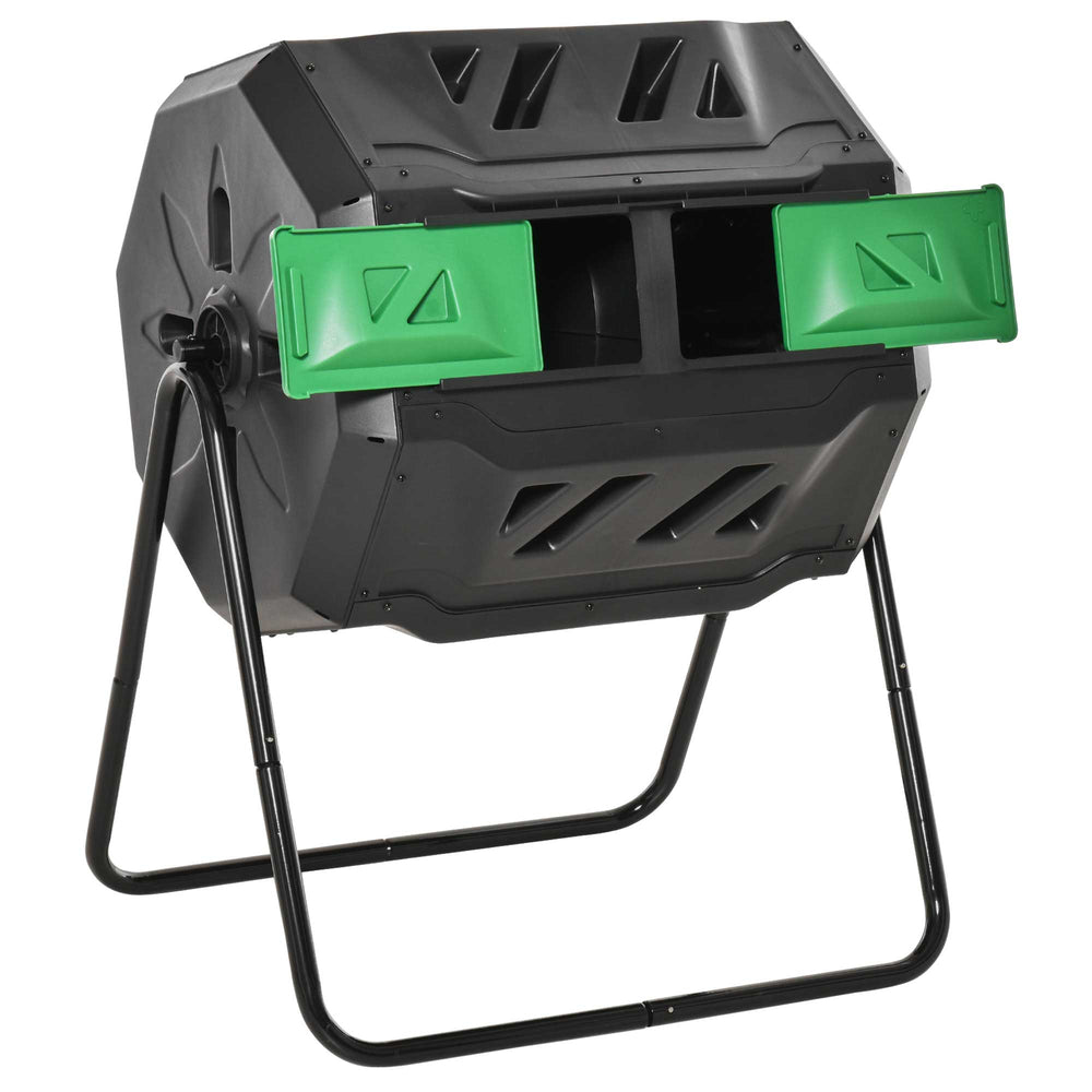 Composteur rotatif pour l'extérieur, double compartiment, 360°, 43 gallons, vert