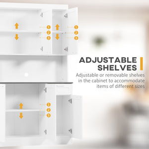 Buffet de 71" avec étagères réglables, blanc brillant