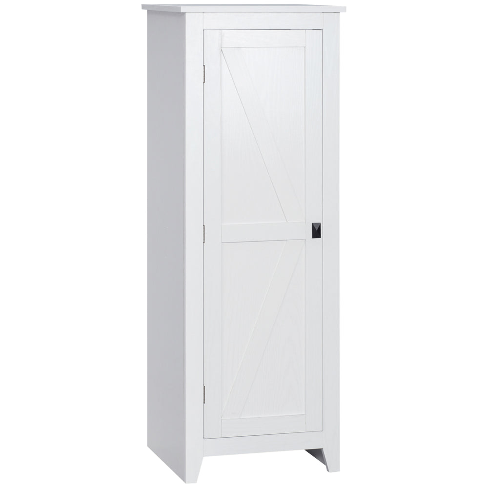 Meuble de rangement avec porte de grange et étagères réglables, blanc