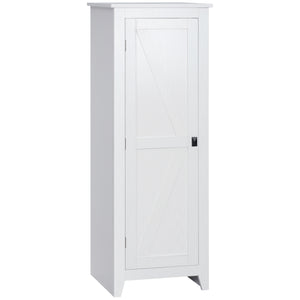 Meuble de rangement avec porte de grange et étagères réglables, blanc