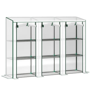 Lean-to greenhouse with 3 shelves, white