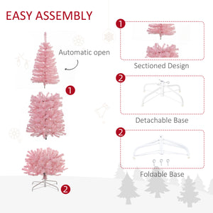 Sapin de Noël artificiel pop-up de 6 pieds rose