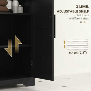 Meuble de salle de bain de style campagnard avec étagère réglable, noir