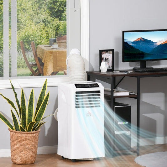 Climatiseur portable 8 000 BTU, déshumidificateur, ventilateurs à 2 vitesses, minuterie 24 h, blanc